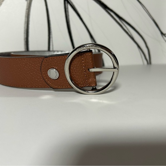 Michael Kors Brown Leather Belt with Silver Buckle, Reversible - Picture 1 of 7